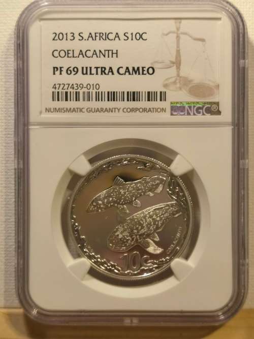 2nd FINEST with only 1 coin better!!!!!!   2013 10Cents - COELACANTH - PF69 ULTRA CAMEO